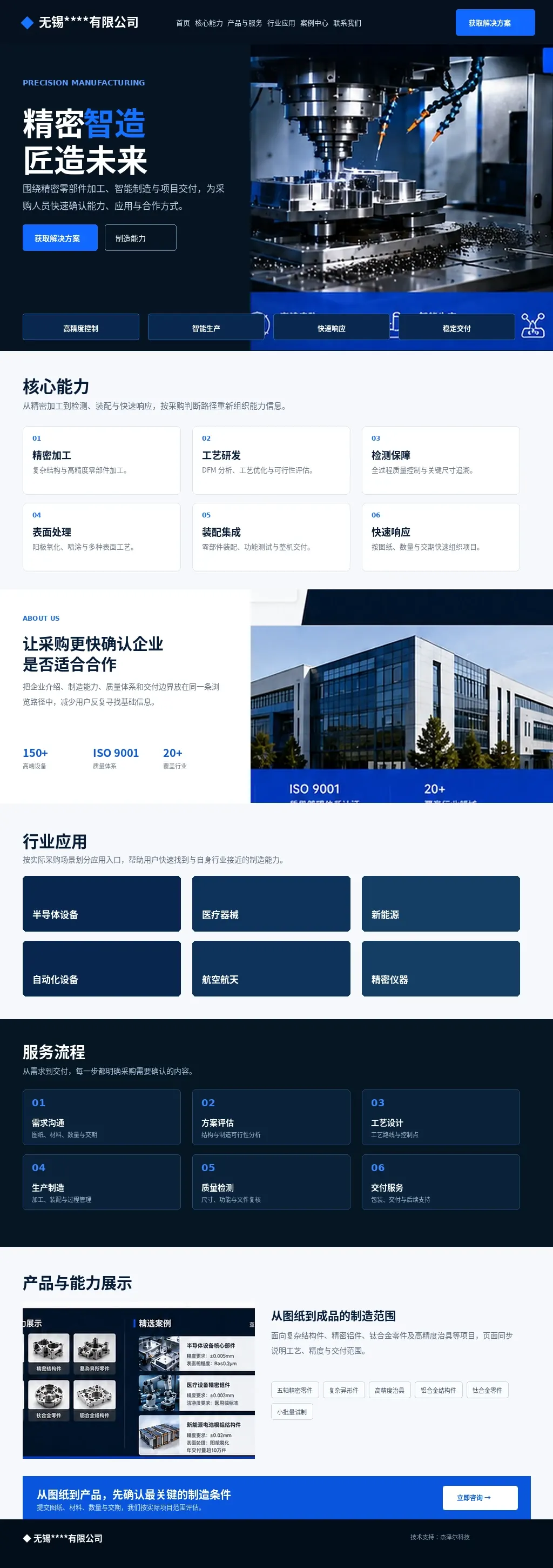 工业设备企业官网平板端响应式界面设计